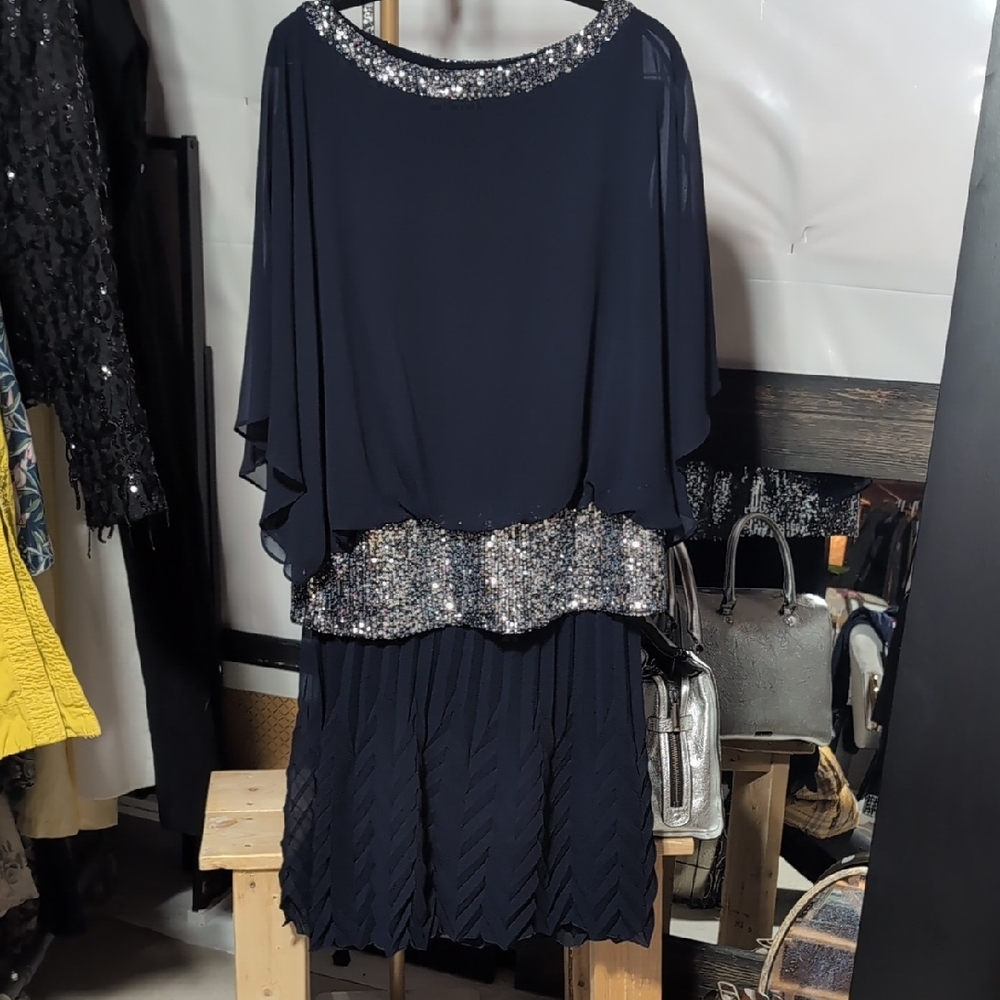 Joseph Ribkoff Navy and Silver Skirt